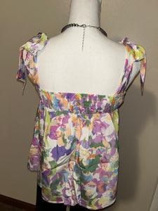 Floral Printed Tied Shoulder Top