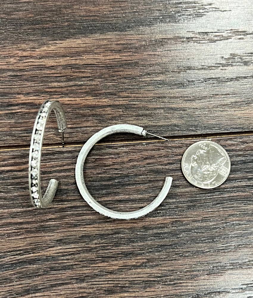 Crystal Hoop Stud Earrings