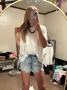 Front Pocket Cotton Top- White