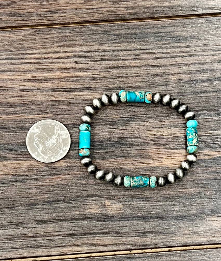 Faux Handmade Navajo Gemstone Stretch Bracelet