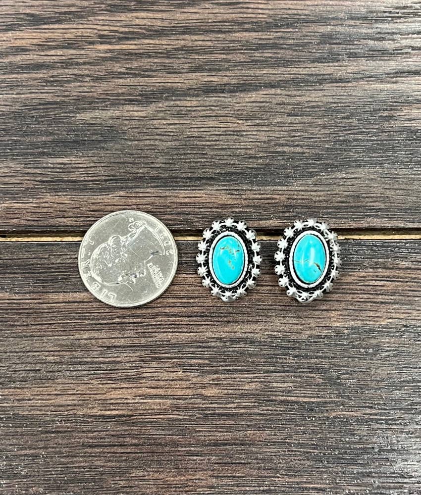 10mm Oval Turquoise Stud Earrings
