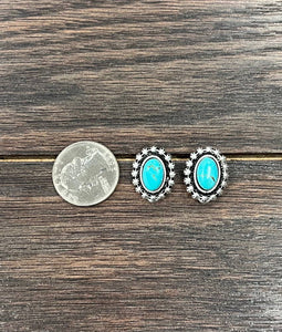 10mm Oval Turquoise Stud Earrings