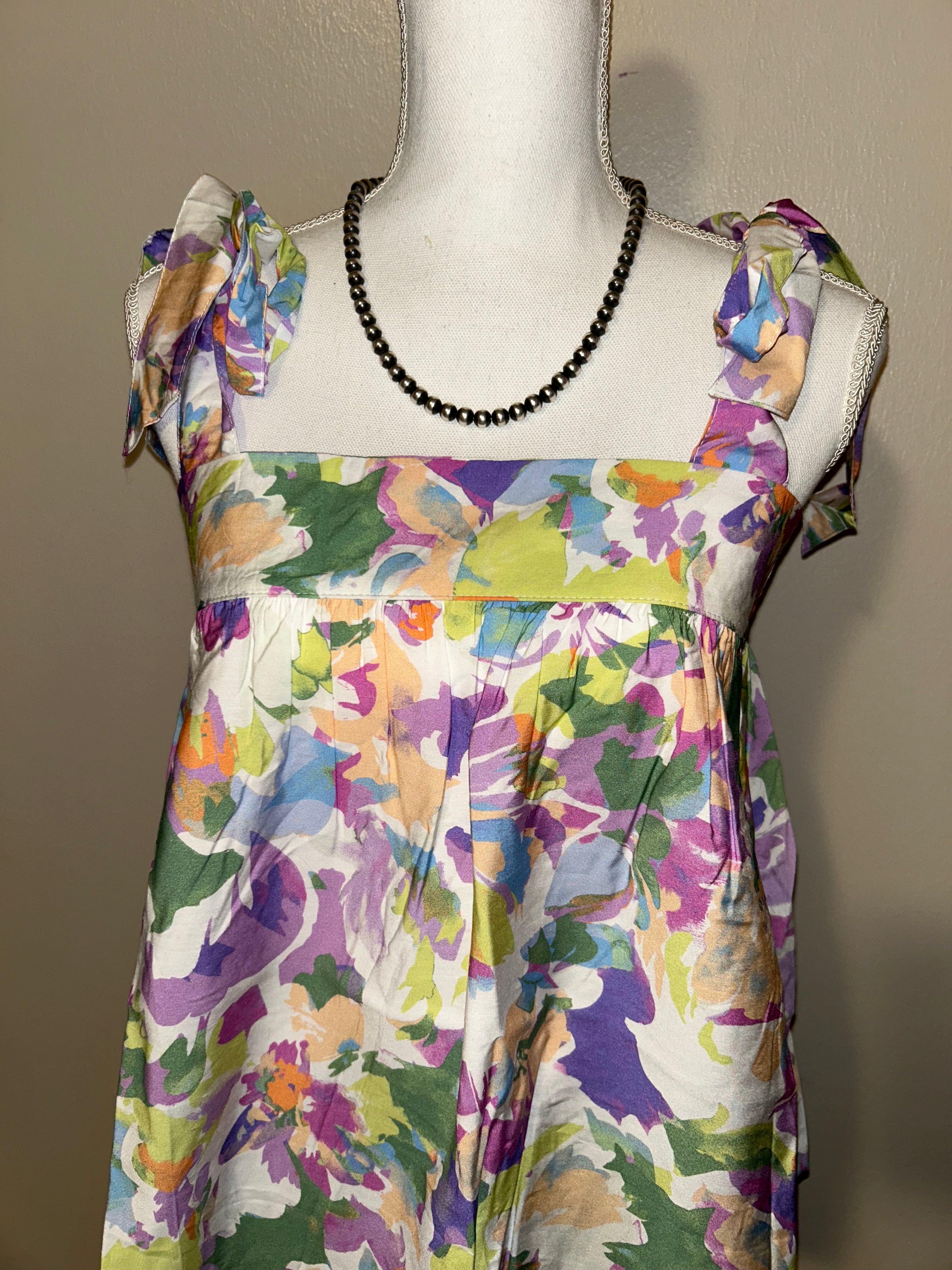 Floral Printed Tied Shoulder Top