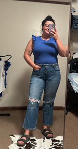Blue Ruffle Body Suit