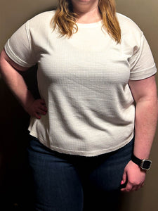 Waffle Knit Top-White