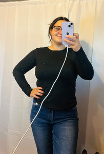 Brushed Microfiber Long Sleeve Round Neck Tee