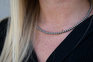 4mm 16 inch Sterling Silver Pearl Necklace