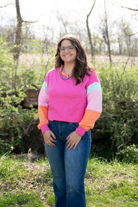 Pink Colorblock Long Sleeve