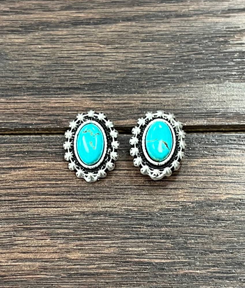 10mm Oval Turquoise Stud Earrings
