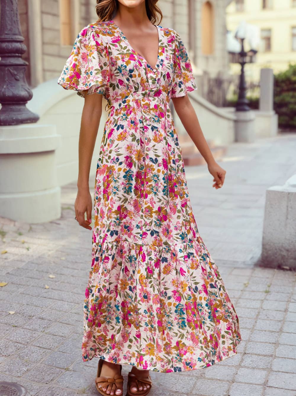 Floral High Waist Maxi Dress
