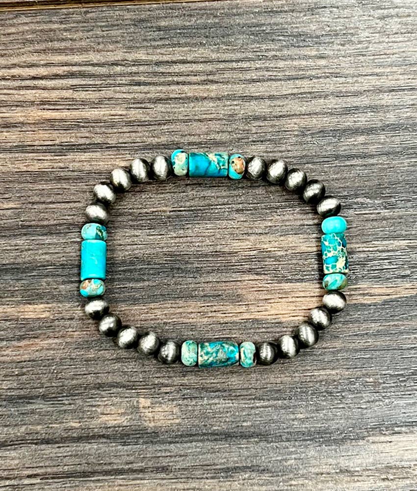 Faux Handmade Navajo Gemstone Stretch Bracelet