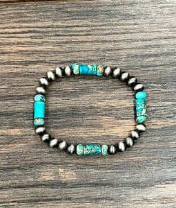 Faux Handmade Navajo Gemstone Stretch Bracelet