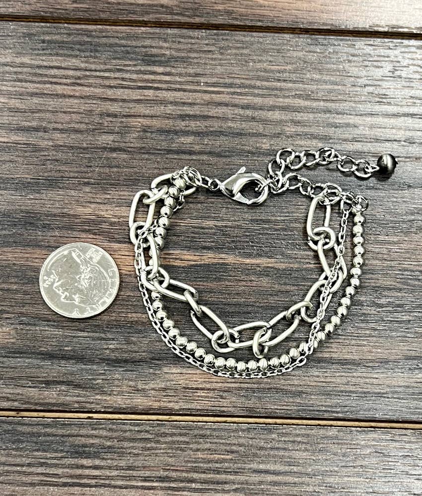 Handmade Silver Faux Navajo Bead Adjustable Bracelet