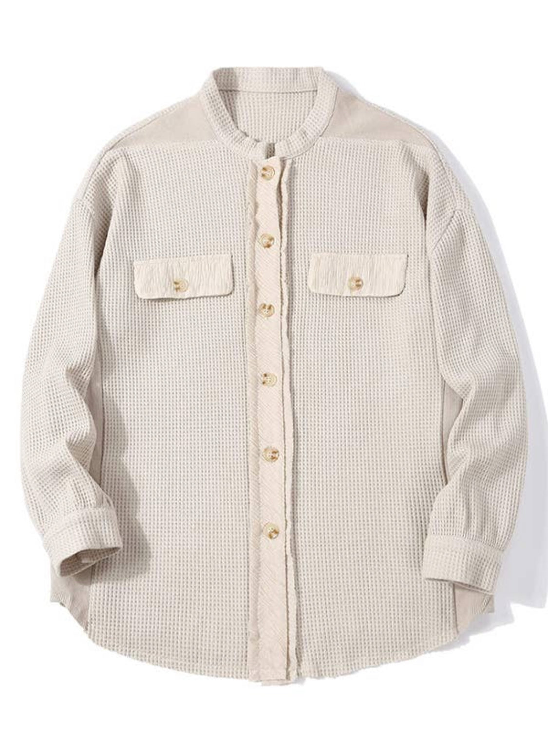Waffle Knit Button Down