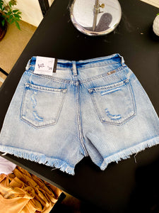 Kan Can Distressed High Rise Mom Shorts